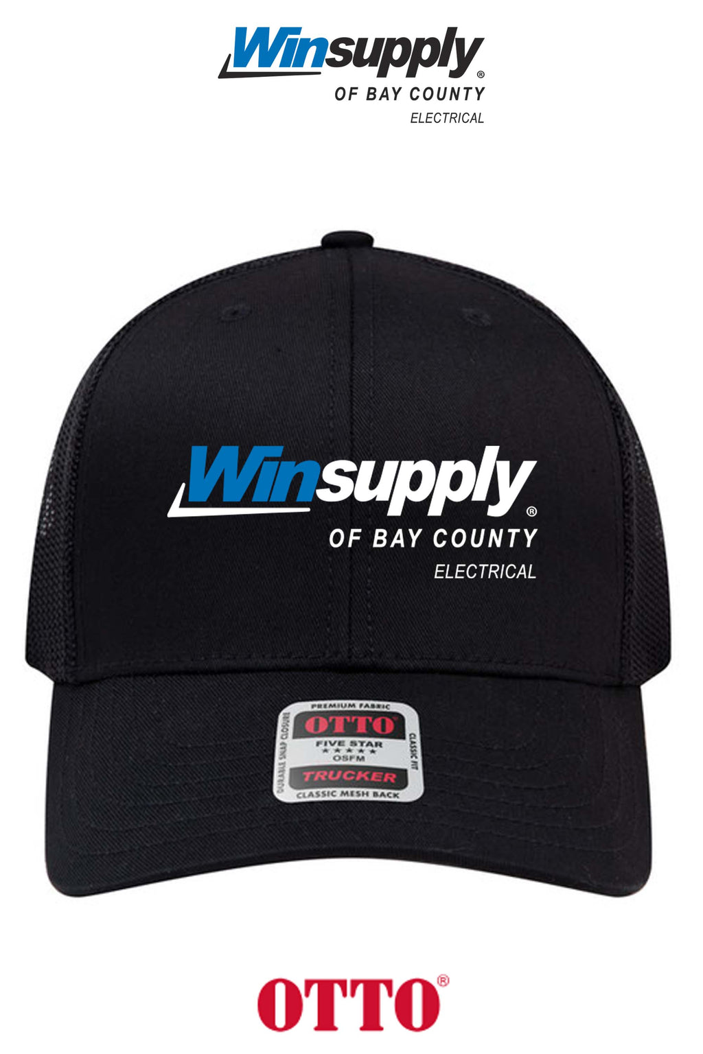 **BULK BUY SPECIAL** OTTO CAP® 6 Panel Mid Profile Mesh Back Trucker Hat - Winsupply Bay County FL