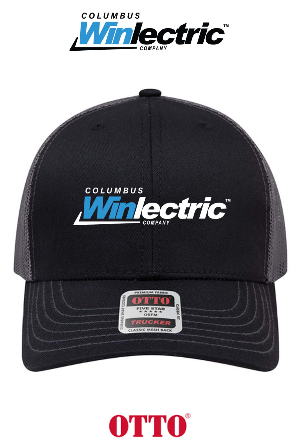 **BULK BUY SPECIAL** OTTO CAP® 6 Panel Mid Profile Mesh Back Trucker Hat - Columbus Winlectric