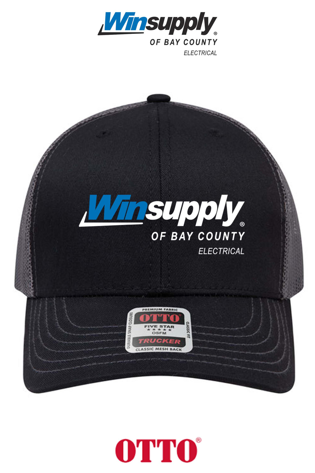 **BULK BUY SPECIAL** OTTO CAP® 6 Panel Mid Profile Mesh Back Trucker Hat - Winsupply Bay County FL