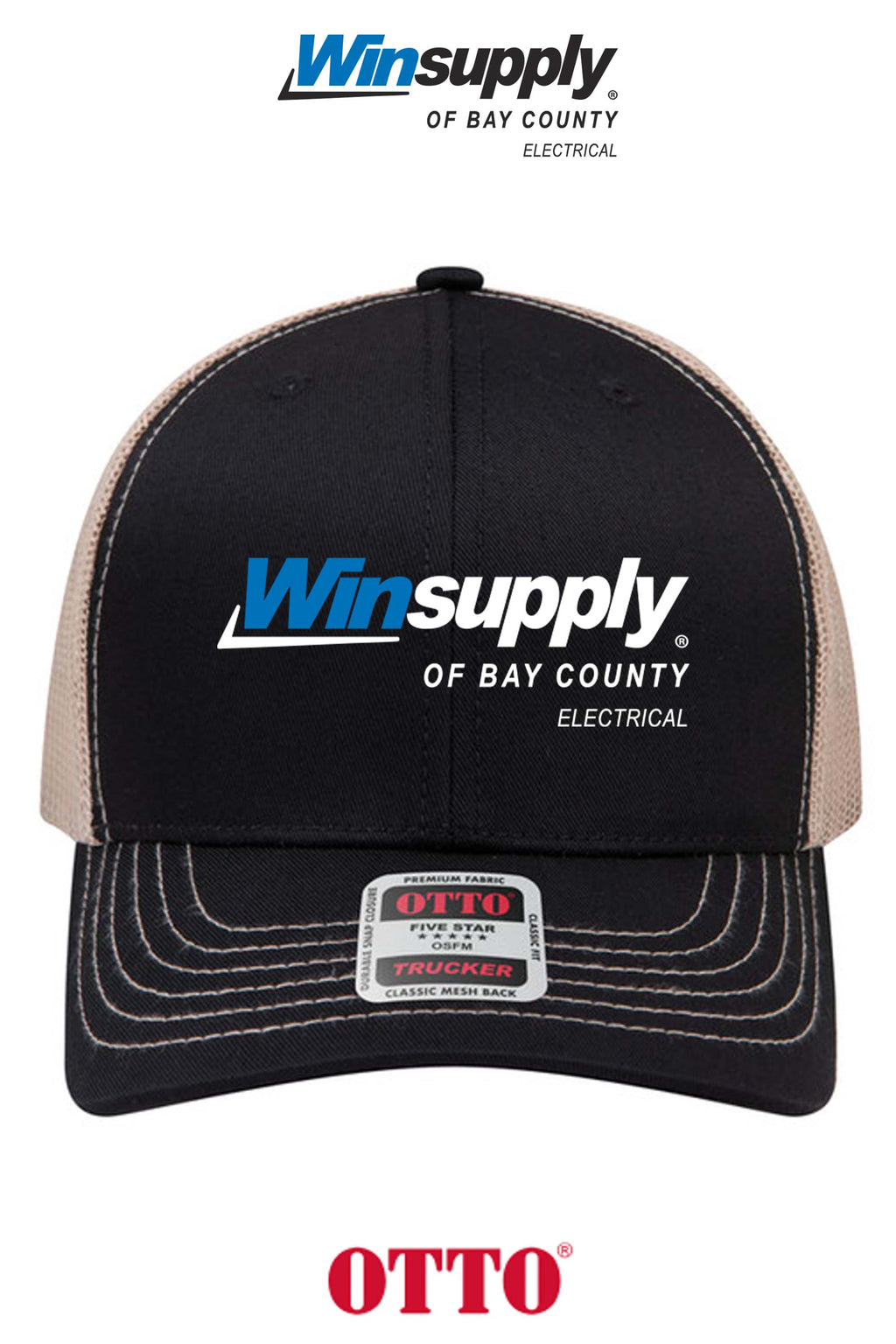 **BULK BUY SPECIAL** OTTO CAP® 6 Panel Mid Profile Mesh Back Trucker Hat - Winsupply Bay County FL