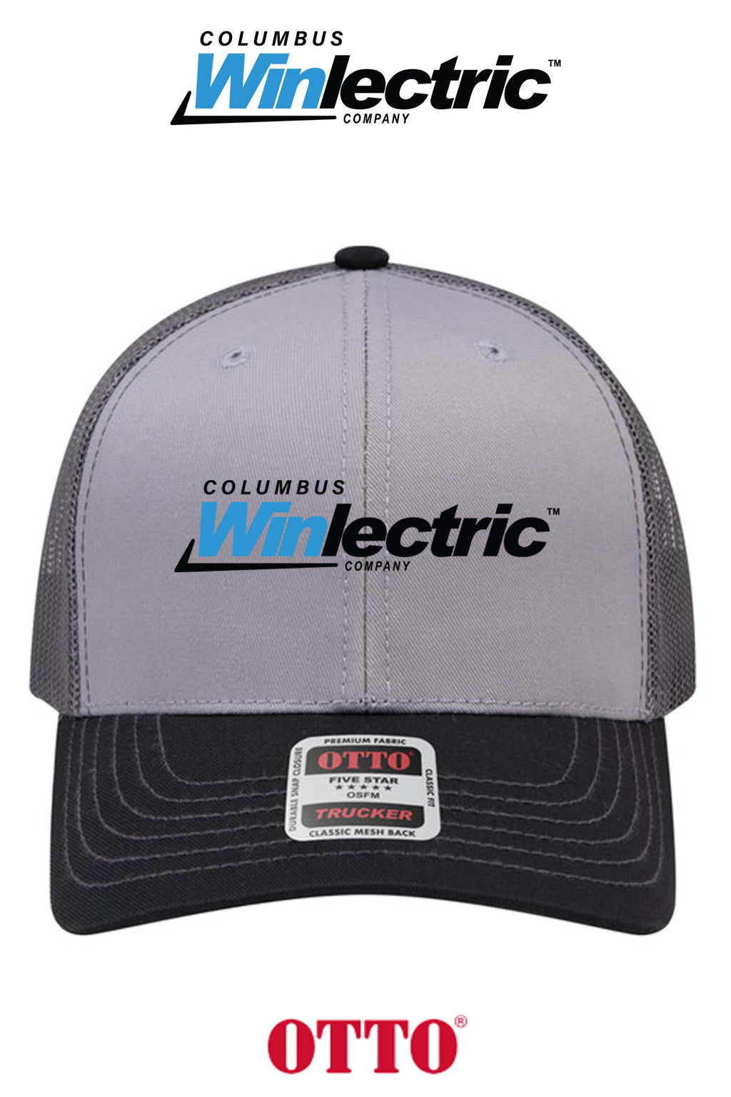 **BULK BUY SPECIAL** OTTO CAP® 6 Panel Mid Profile Mesh Back Trucker Hat - Columbus Winlectric