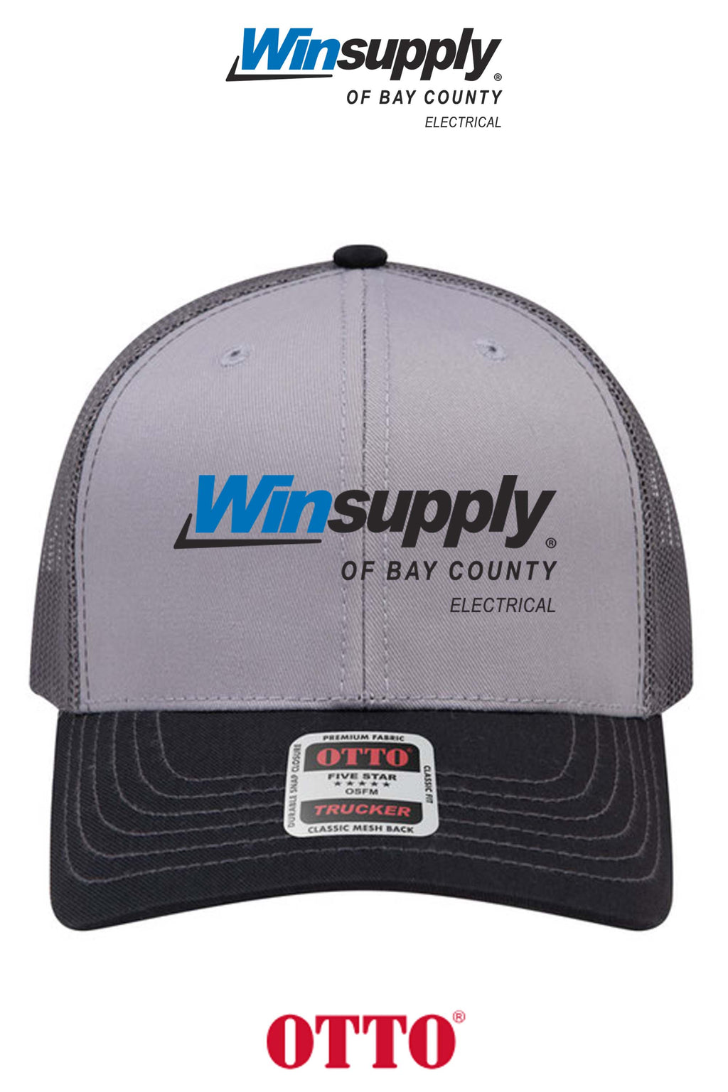 **BULK BUY SPECIAL** OTTO CAP® 6 Panel Mid Profile Mesh Back Trucker Hat - Winsupply Bay County FL