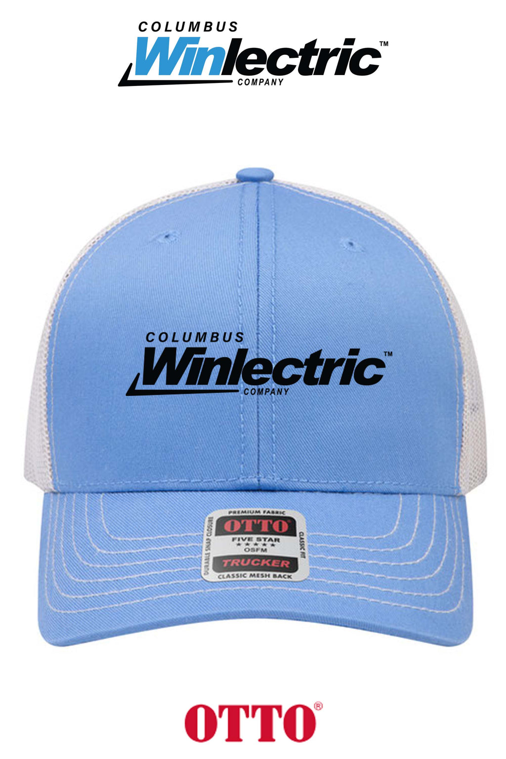 **BULK BUY SPECIAL** OTTO CAP® 6 Panel Mid Profile Mesh Back Trucker Hat - Columbus Winlectric