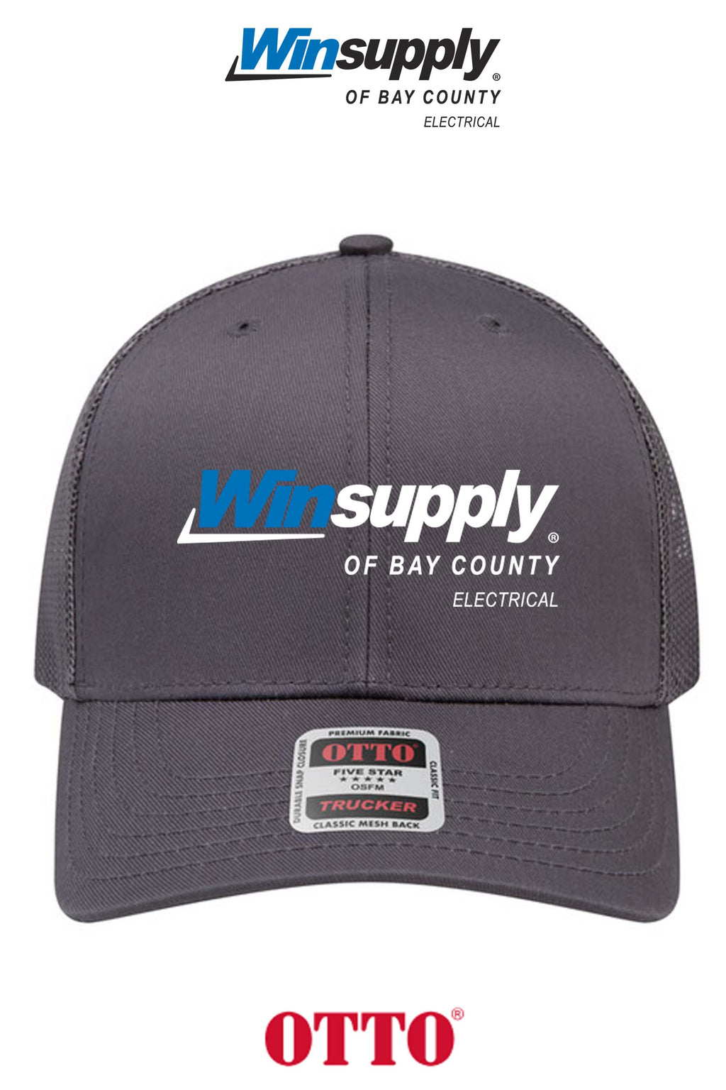 **BULK BUY SPECIAL** OTTO CAP® 6 Panel Mid Profile Mesh Back Trucker Hat - Winsupply Bay County FL