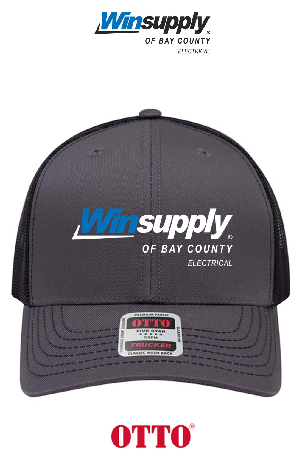 **BULK BUY SPECIAL** OTTO CAP® 6 Panel Mid Profile Mesh Back Trucker Hat - Winsupply Bay County FL