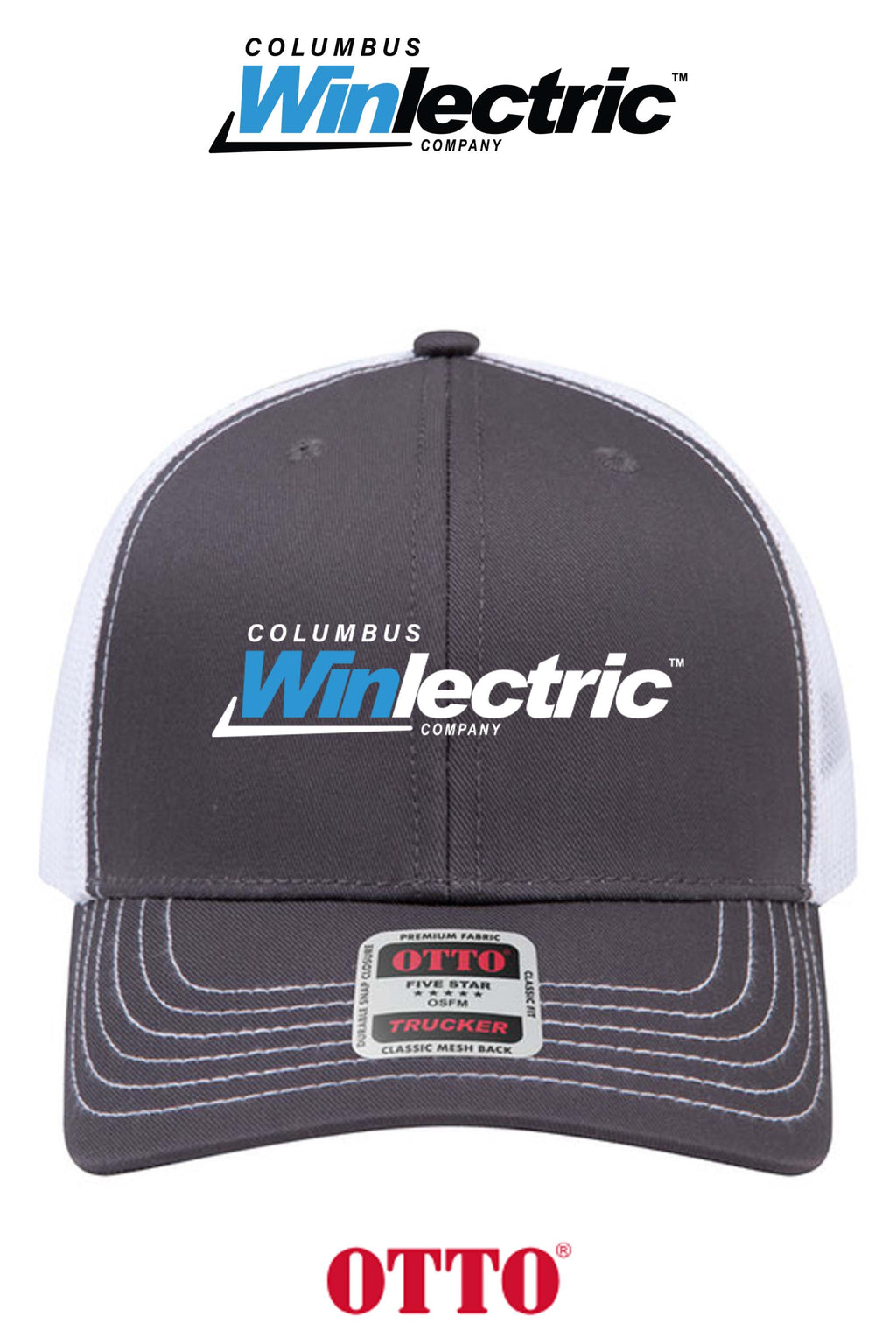 **BULK BUY SPECIAL** OTTO CAP® 6 Panel Mid Profile Mesh Back Trucker Hat - Columbus Winlectric