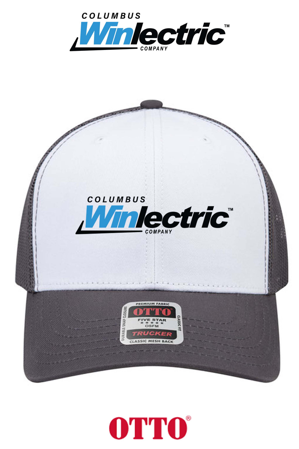 **BULK BUY SPECIAL** OTTO CAP® 6 Panel Mid Profile Mesh Back Trucker Hat - Columbus Winlectric
