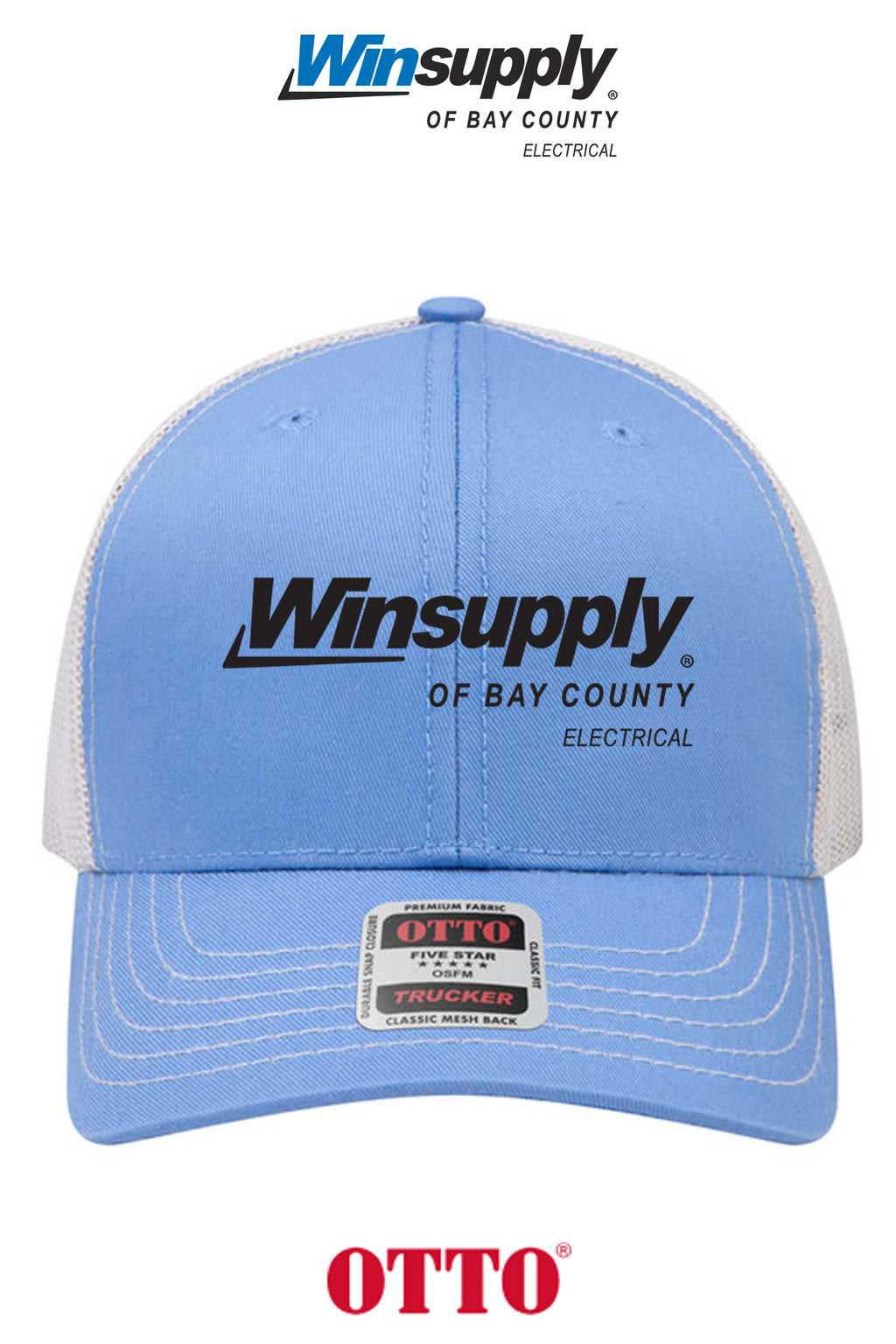 **BULK BUY SPECIAL** OTTO CAP® 6 Panel Mid Profile Mesh Back Trucker Hat - Winsupply Bay County FL