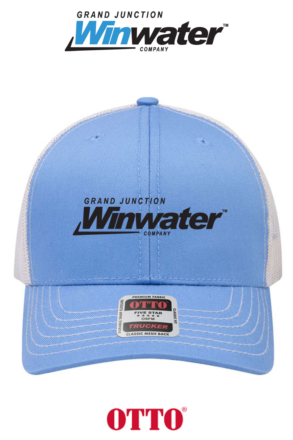 **BULK BUY SPECIAL** OTTO CAP® 6 Panel Mid Profile Mesh Back Trucker Hat - Grand Junction Winwater