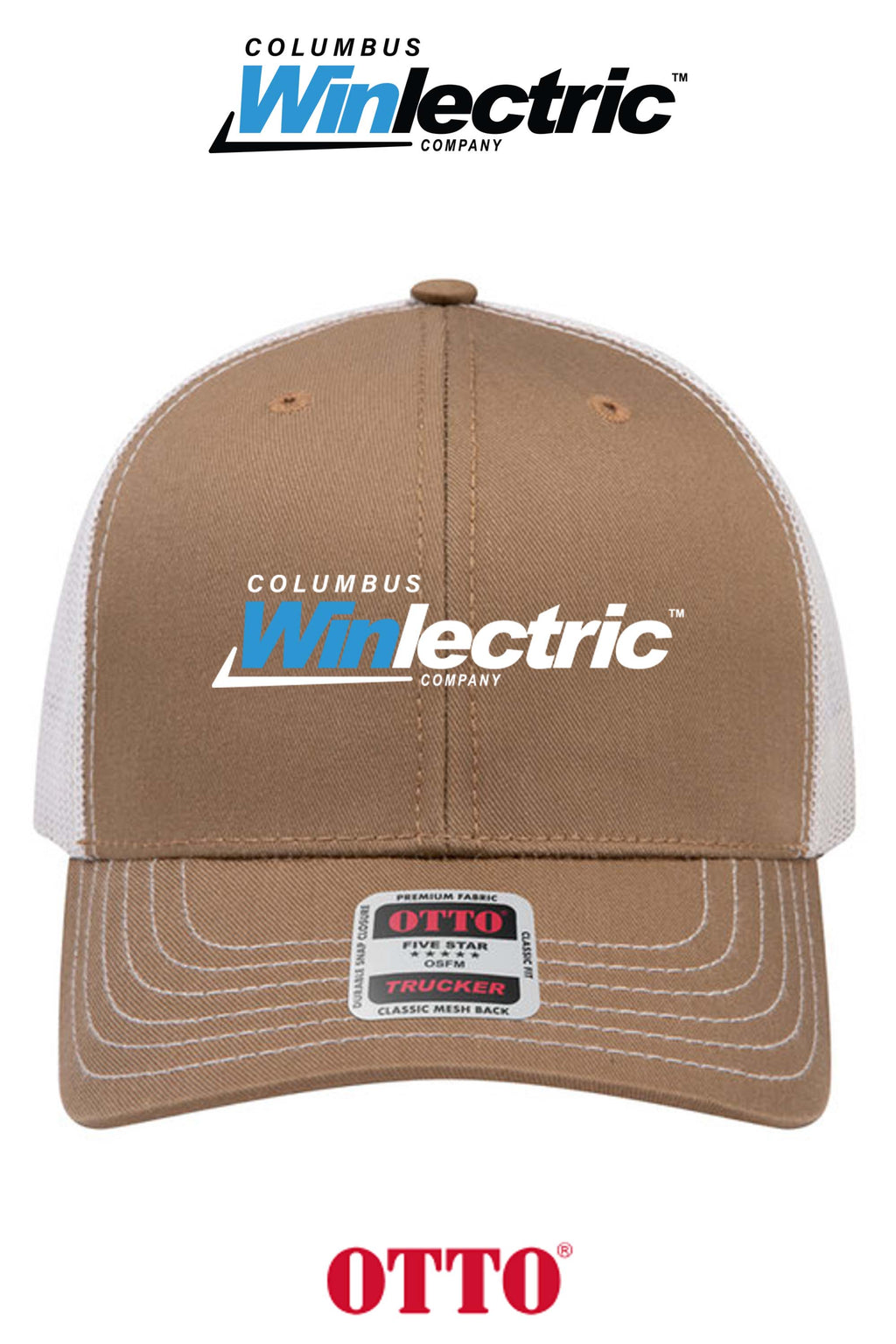 **BULK BUY SPECIAL** OTTO CAP® 6 Panel Mid Profile Mesh Back Trucker Hat - Columbus Winlectric
