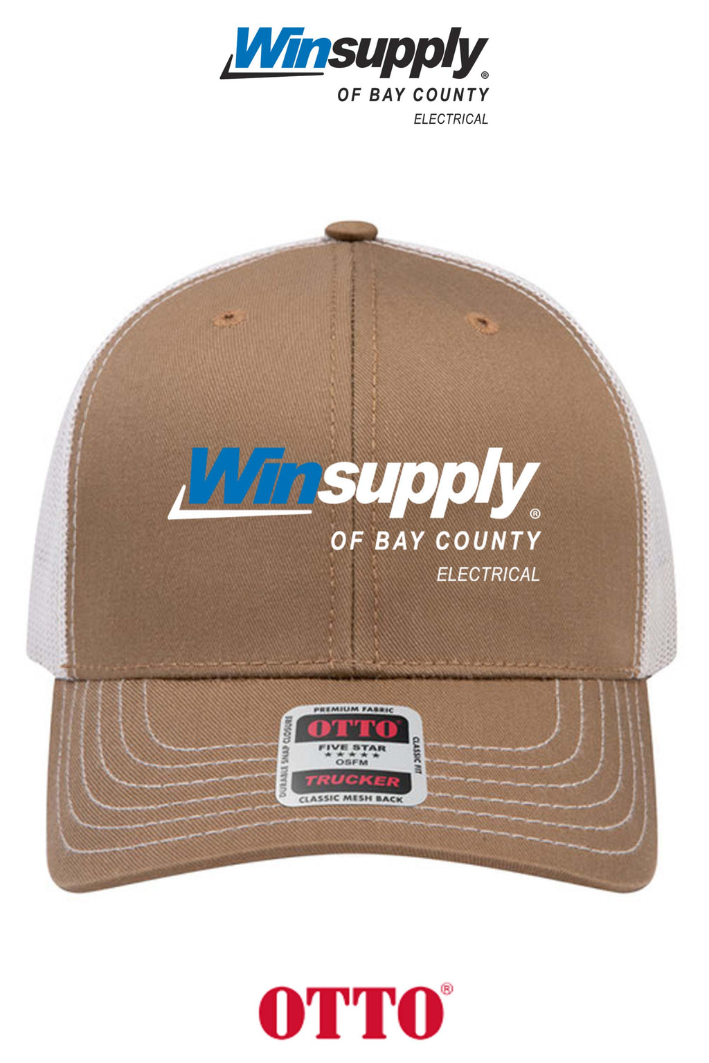 **BULK BUY SPECIAL** OTTO CAP® 6 Panel Mid Profile Mesh Back Trucker Hat - Winsupply Bay County FL