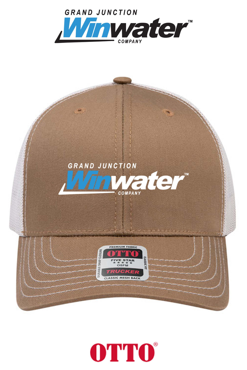 **BULK BUY SPECIAL** OTTO CAP® 6 Panel Mid Profile Mesh Back Trucker Hat - Grand Junction Winwater