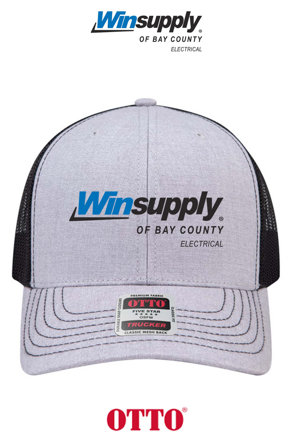 **BULK BUY SPECIAL** OTTO CAP® 6 Panel Mid Profile Mesh Back Trucker Hat - Winsupply Bay County FL