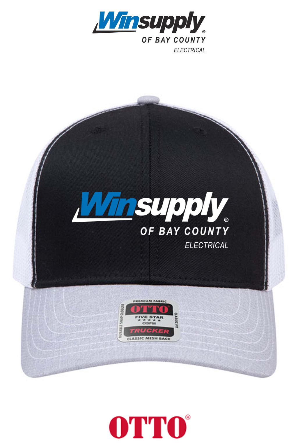**BULK BUY SPECIAL** OTTO CAP® 6 Panel Mid Profile Mesh Back Trucker Hat - Winsupply Bay County FL