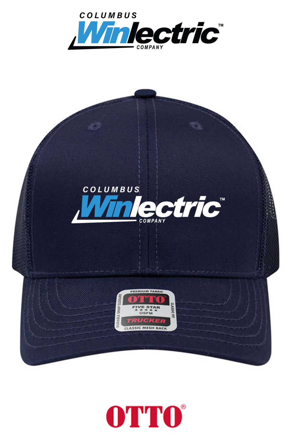 **BULK BUY SPECIAL** OTTO CAP® 6 Panel Mid Profile Mesh Back Trucker Hat - Columbus Winlectric