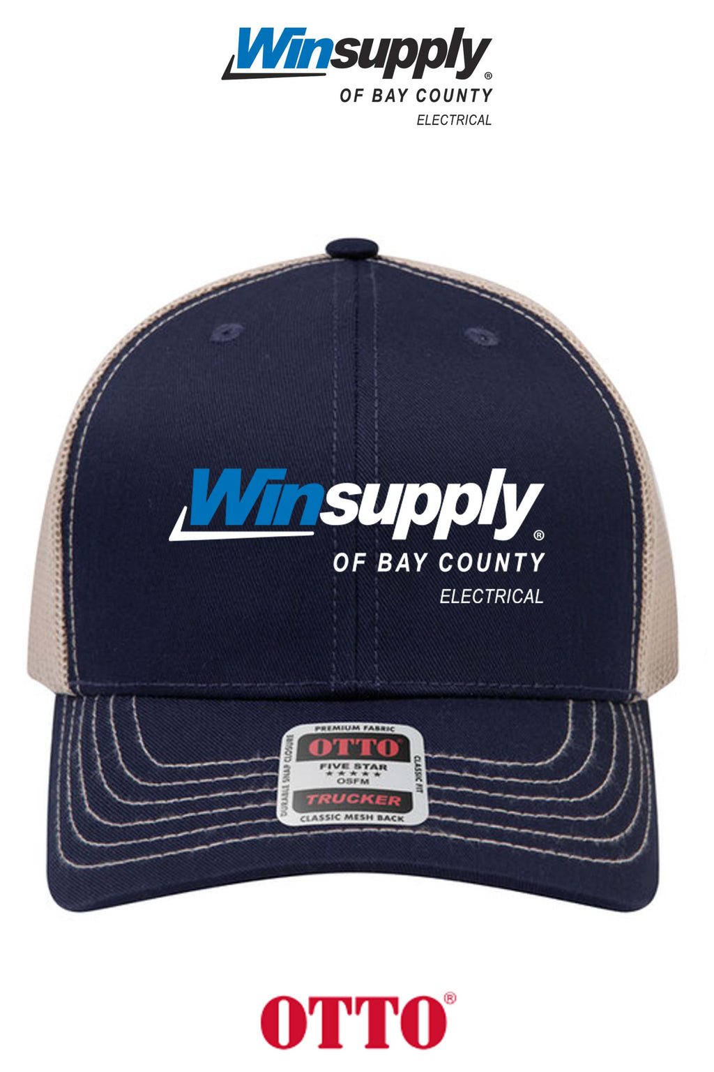 **BULK BUY SPECIAL** OTTO CAP® 6 Panel Mid Profile Mesh Back Trucker Hat - Winsupply Bay County FL