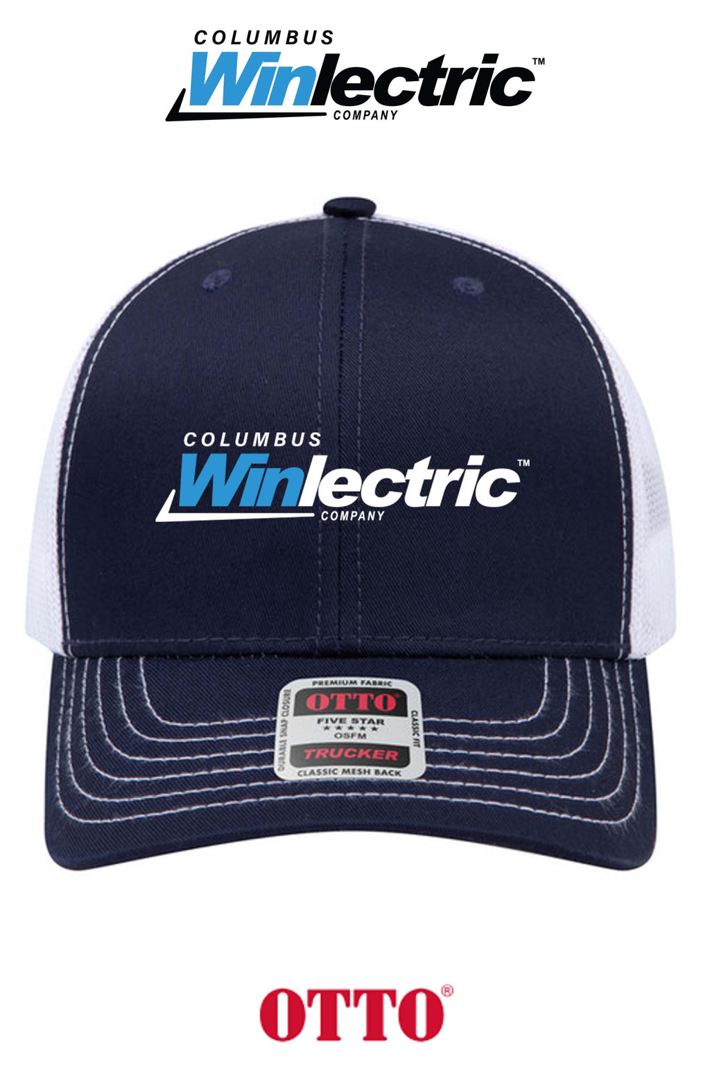 **BULK BUY SPECIAL** OTTO CAP® 6 Panel Mid Profile Mesh Back Trucker Hat - Columbus Winlectric