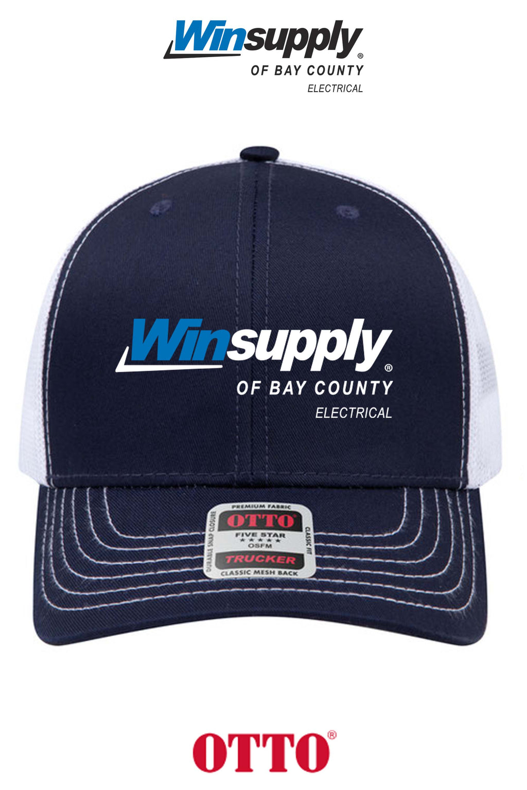 **BULK BUY SPECIAL** OTTO CAP® 6 Panel Mid Profile Mesh Back Trucker Hat - Winsupply Bay County FL