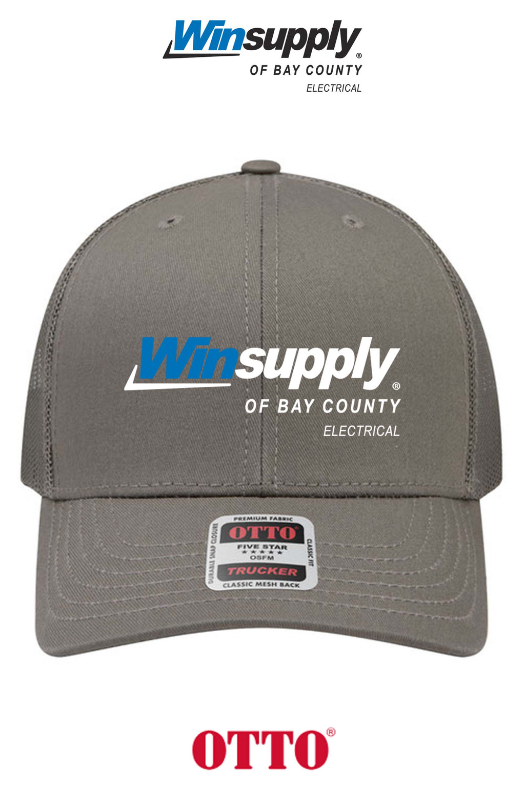 **BULK BUY SPECIAL** OTTO CAP® 6 Panel Mid Profile Mesh Back Trucker Hat - Winsupply Bay County FL