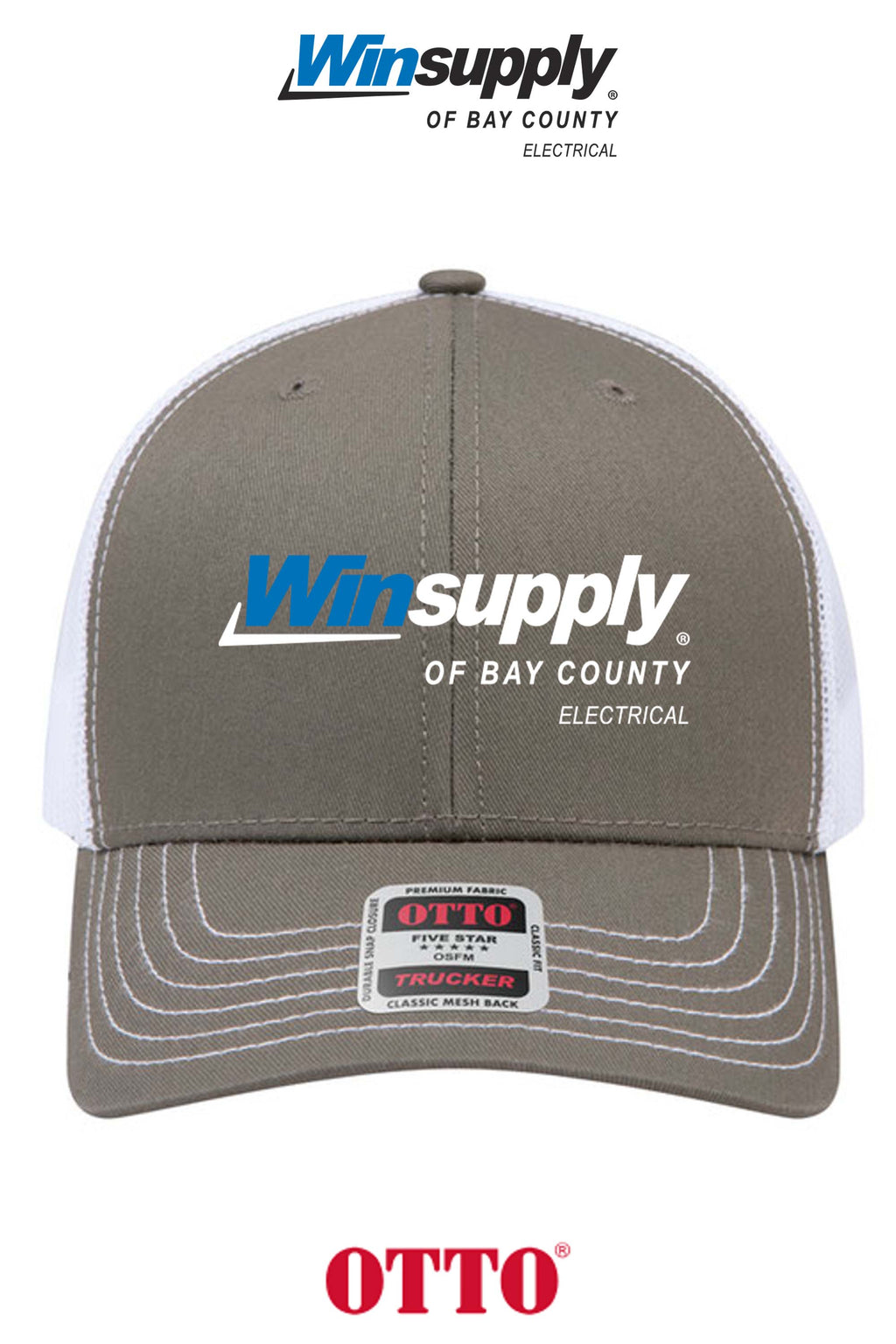 **BULK BUY SPECIAL** OTTO CAP® 6 Panel Mid Profile Mesh Back Trucker Hat - Winsupply Bay County FL