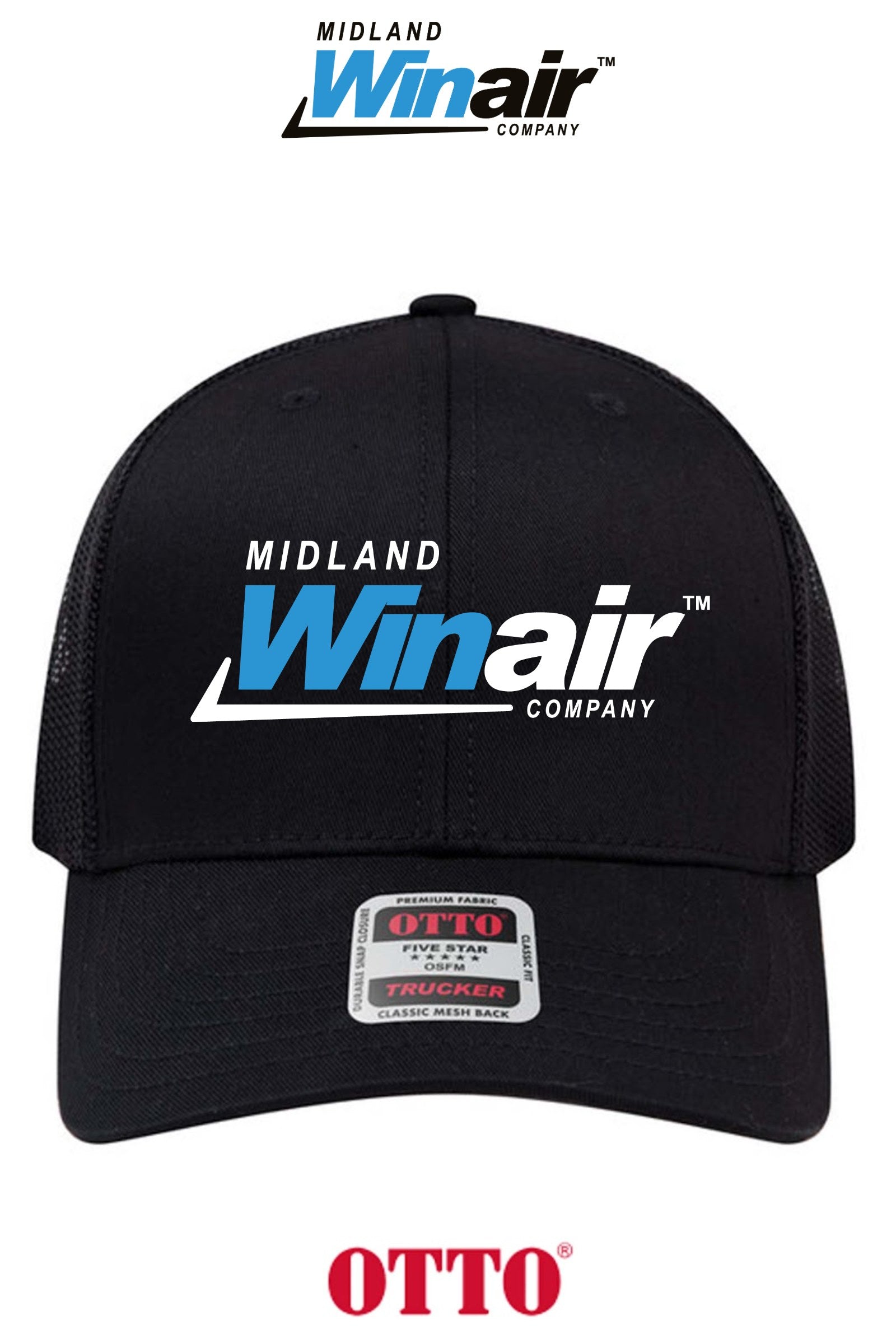 **BULK BUY SPECIAL** OTTO CAP® 6 Panel Mid Profile Mesh Back Trucker Hat - Midland Winair