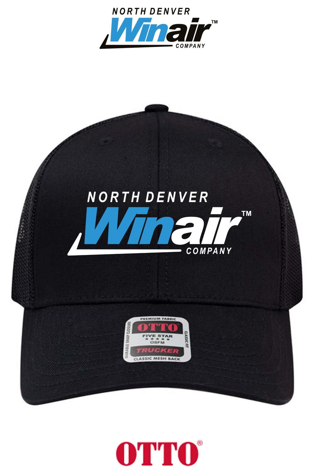 **BULK BUY SPECIAL** OTTO CAP® 6 Panel Mid Profile Mesh Back Trucker Hat - North Denver Winair
