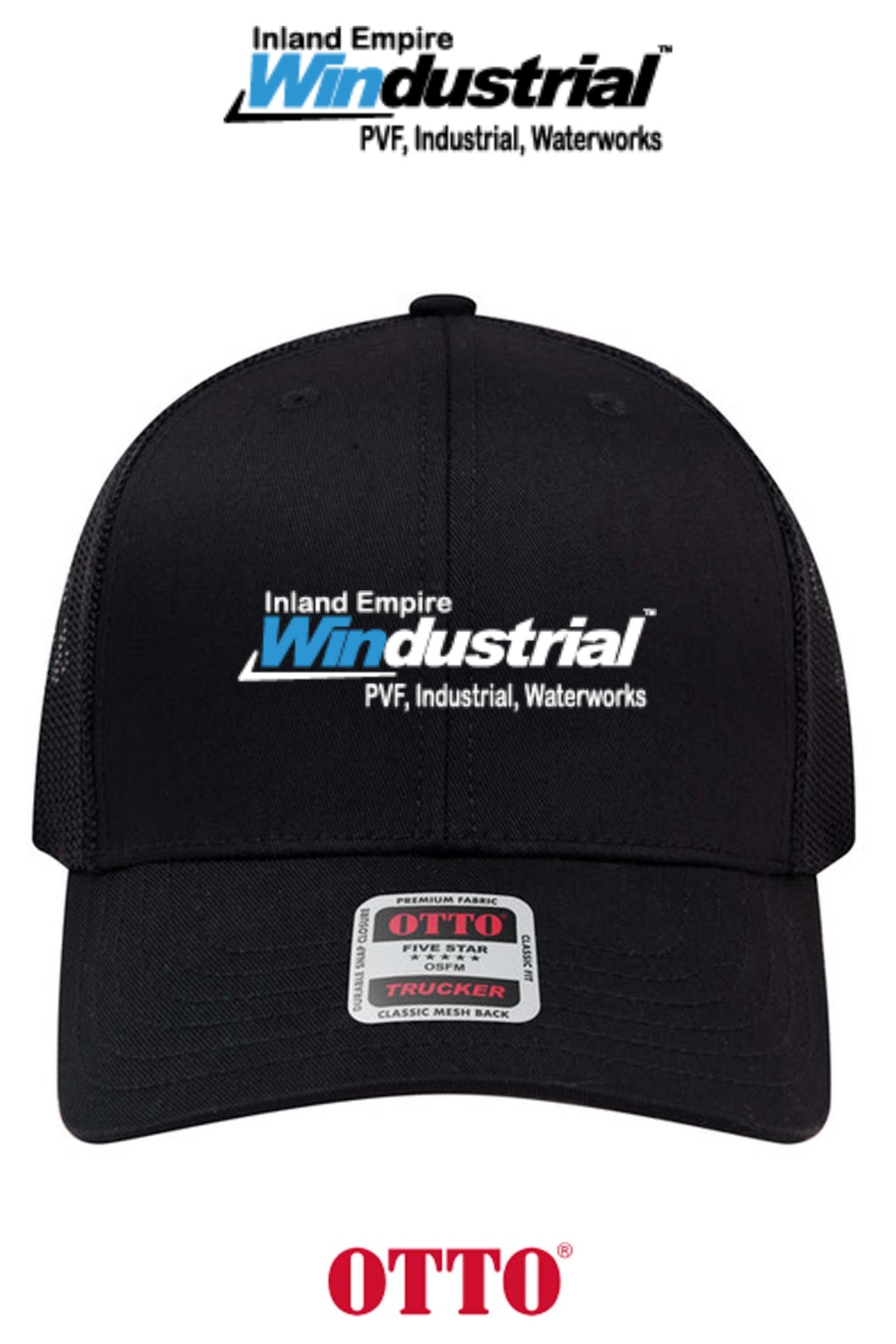 **BULK BUY SPECIAL** OTTO CAP® 6 Panel Mid Profile Mesh Back Trucker Hat - Inland Empire Windustrial
