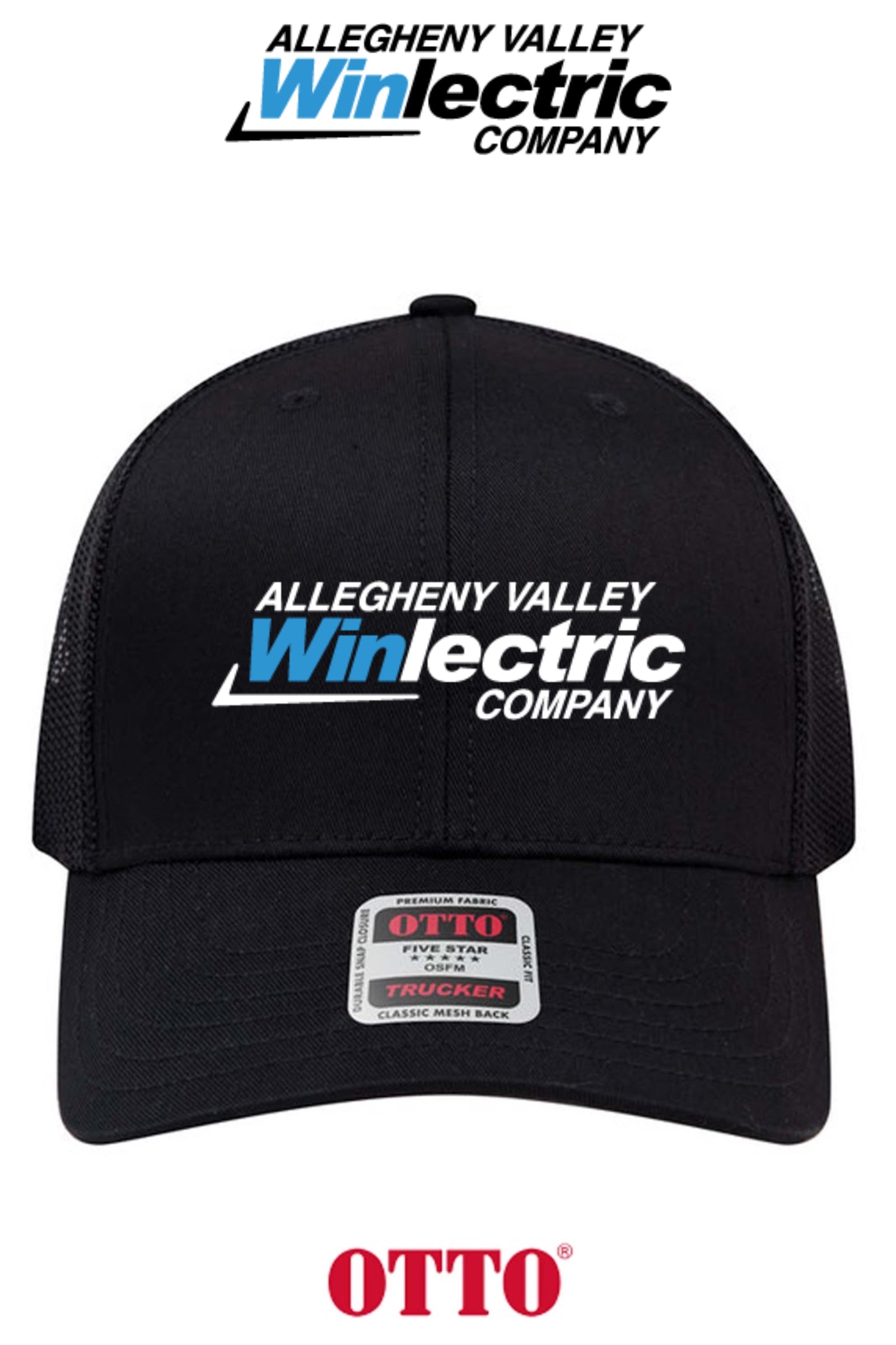 **BULK BUY SPECIAL** OTTO CAP® 6 Panel Mid Profile Mesh Back Trucker Hat - Allegheny Valley Winlectric