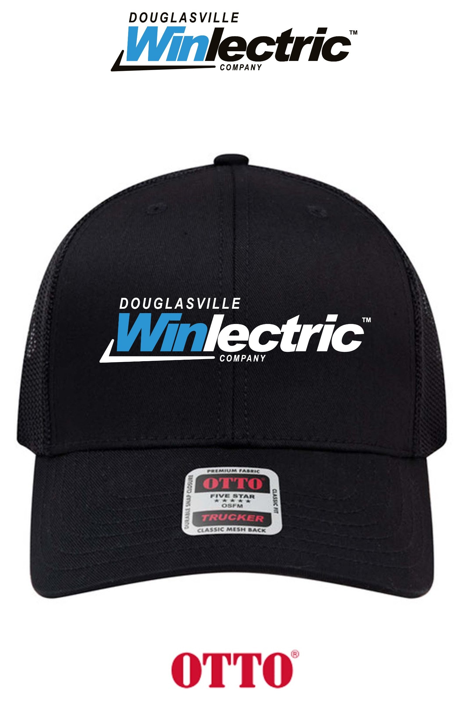 **BULK BUY SPECIAL** OTTO CAP® 6 Panel Mid Profile Mesh Back Trucker Hat - Douglasville Winlectric