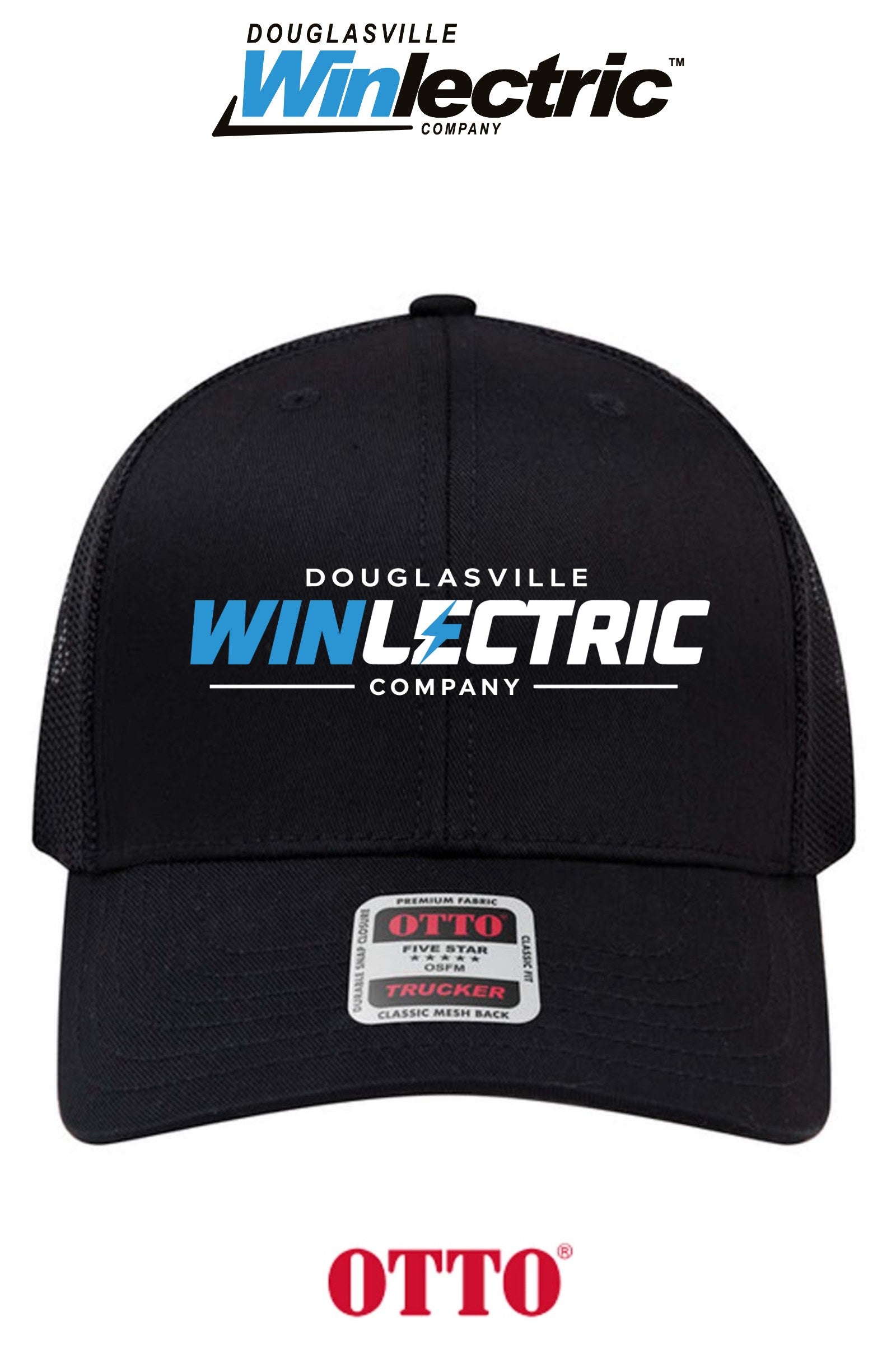 **BULK BUY SPECIAL** OTTO CAP® 6 Panel Mid Profile Mesh Back Trucker Hat - Douglasville Winlectric