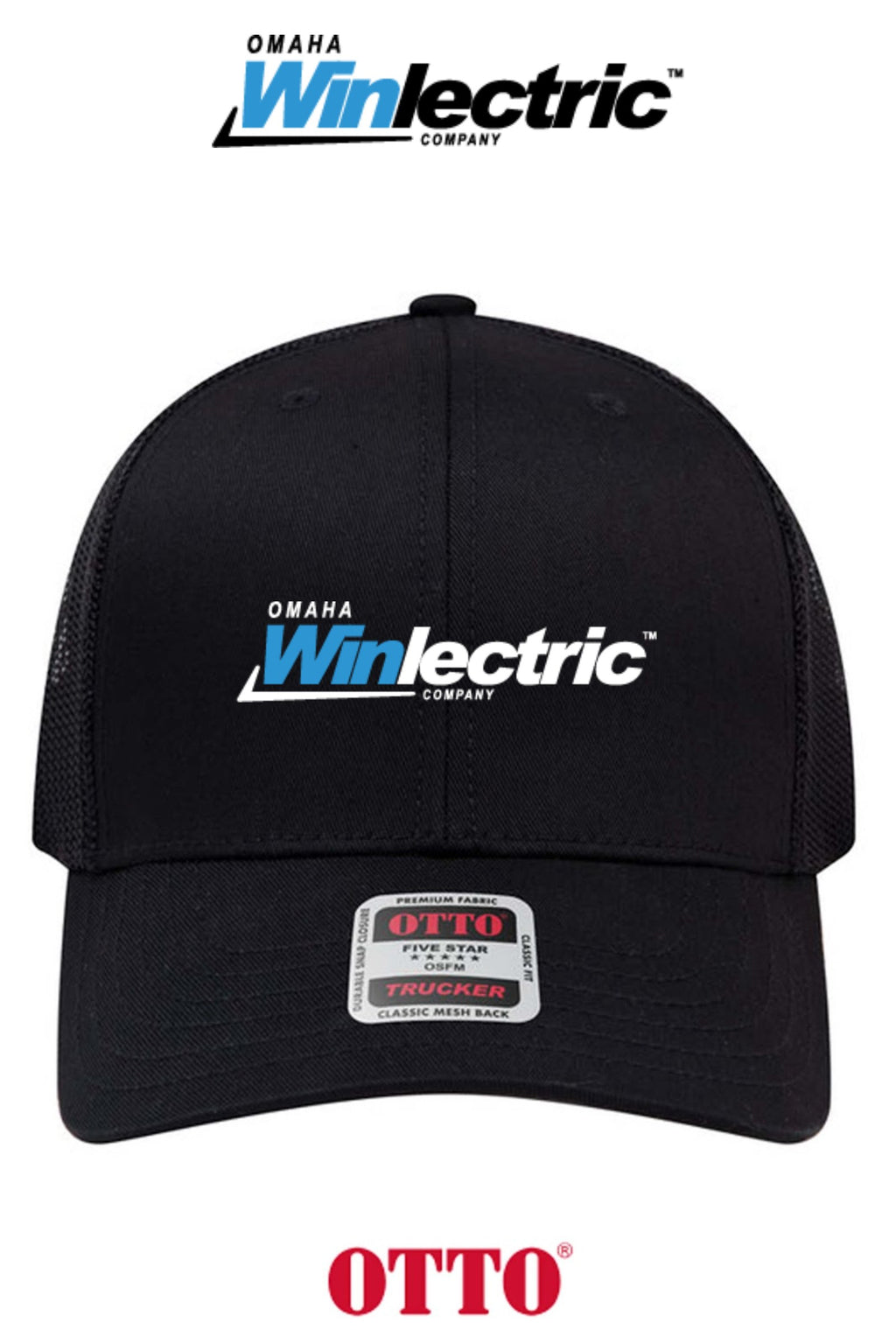 **BULK BUY SPECIAL** OTTO CAP® 6 Panel Mid Profile Mesh Back Trucker Hat - Omaha Winlectric