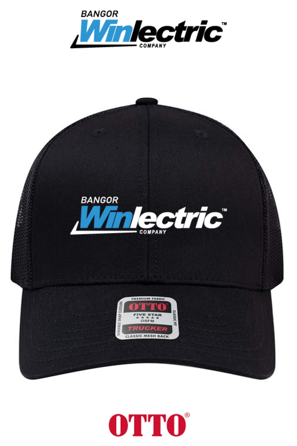 **BULK BUY SPECIAL** OTTO CAP® 6 Panel Mid Profile Mesh Back Trucker Hat - Winlectric Bangor