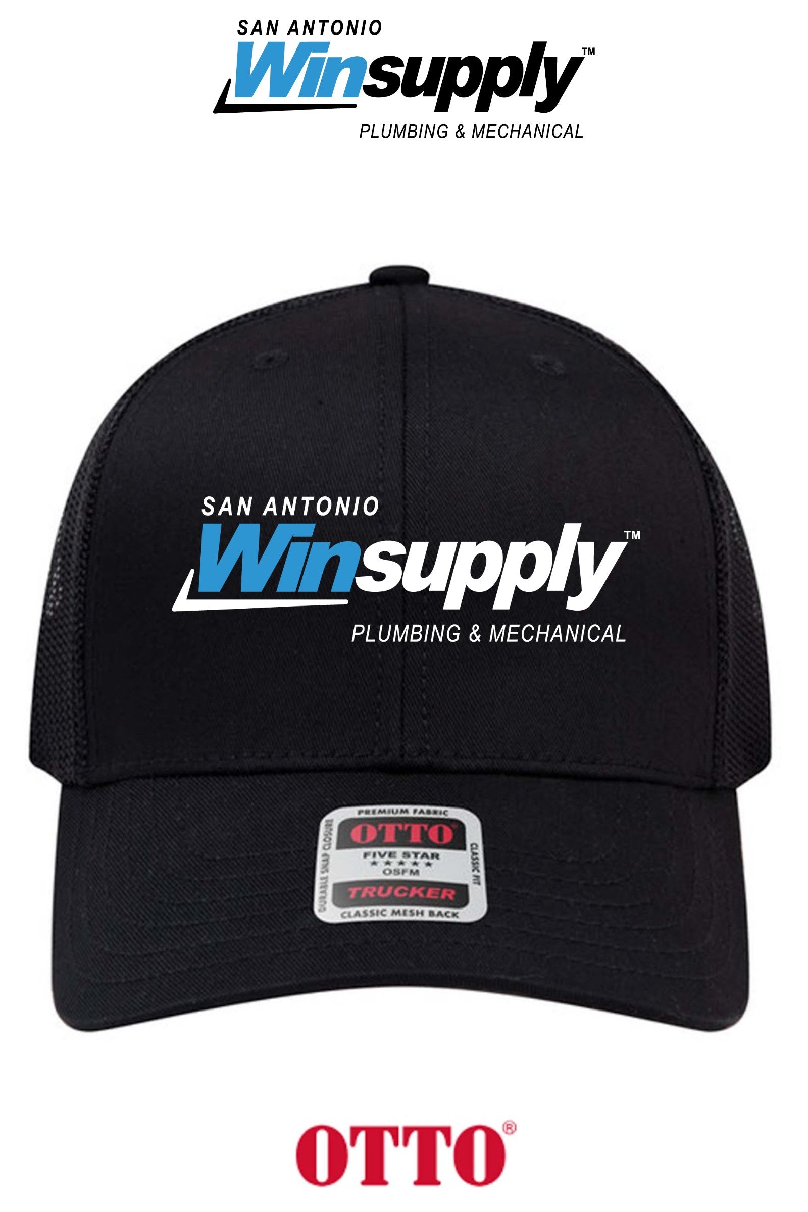 **BULK BUY SPECIAL** OTTO CAP® 6 Panel Mid Profile Mesh Back Trucker Hat - San Antonio Winsupply