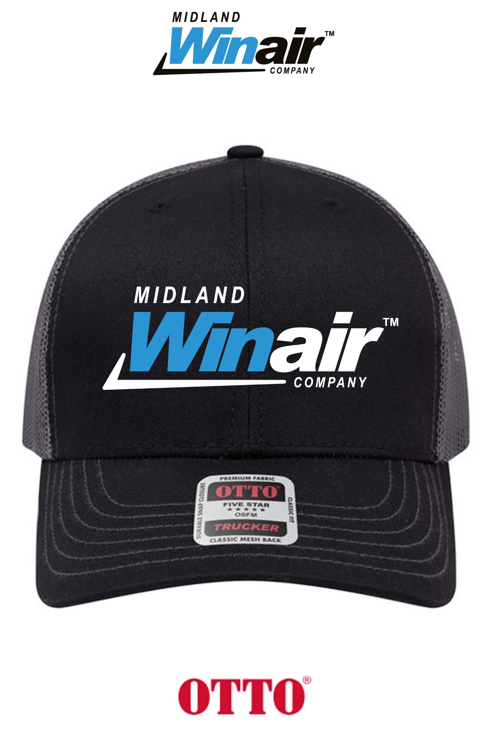 **BULK BUY SPECIAL** OTTO CAP® 6 Panel Mid Profile Mesh Back Trucker Hat - Midland Winair