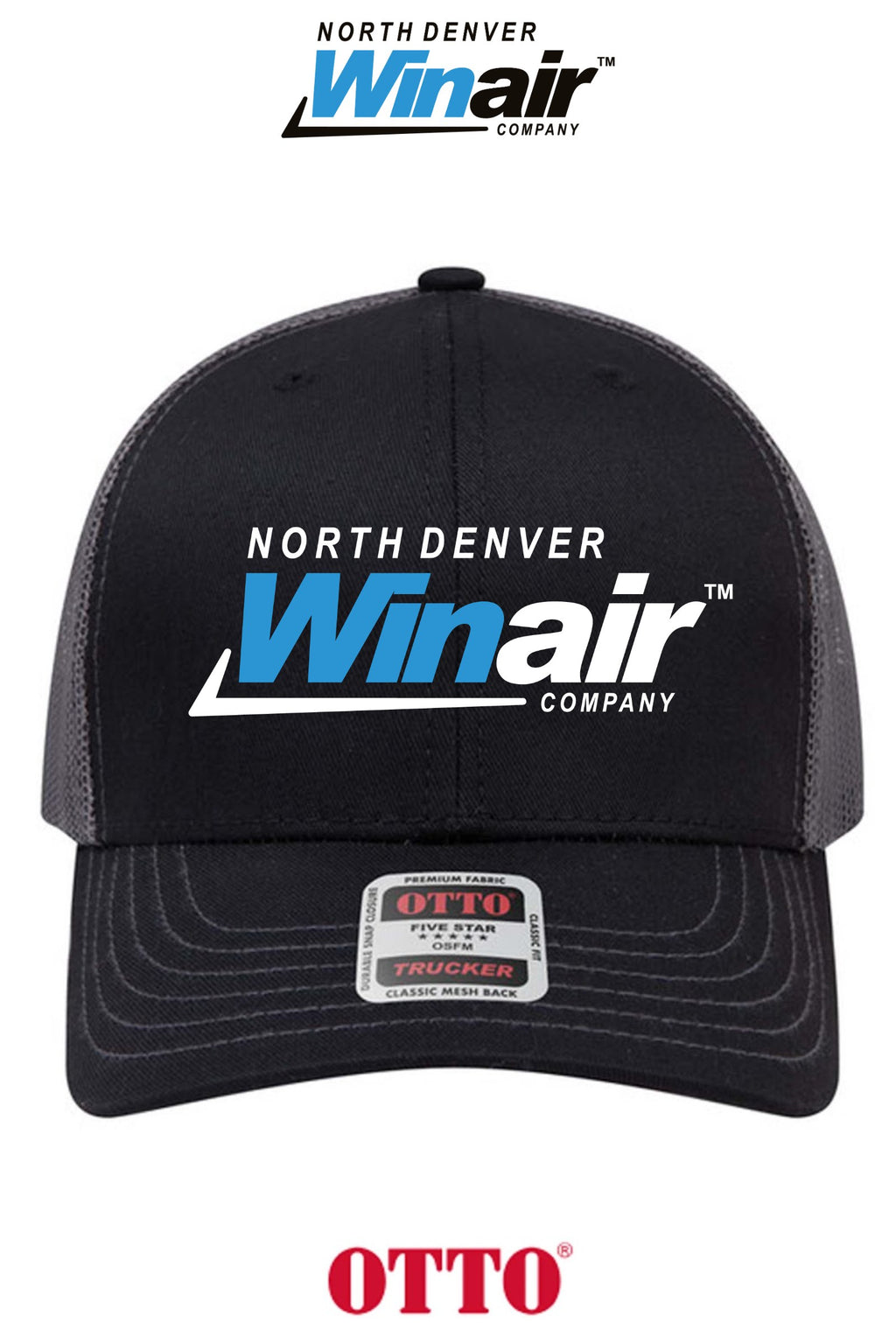 **BULK BUY SPECIAL** OTTO CAP® 6 Panel Mid Profile Mesh Back Trucker Hat - North Denver Winair