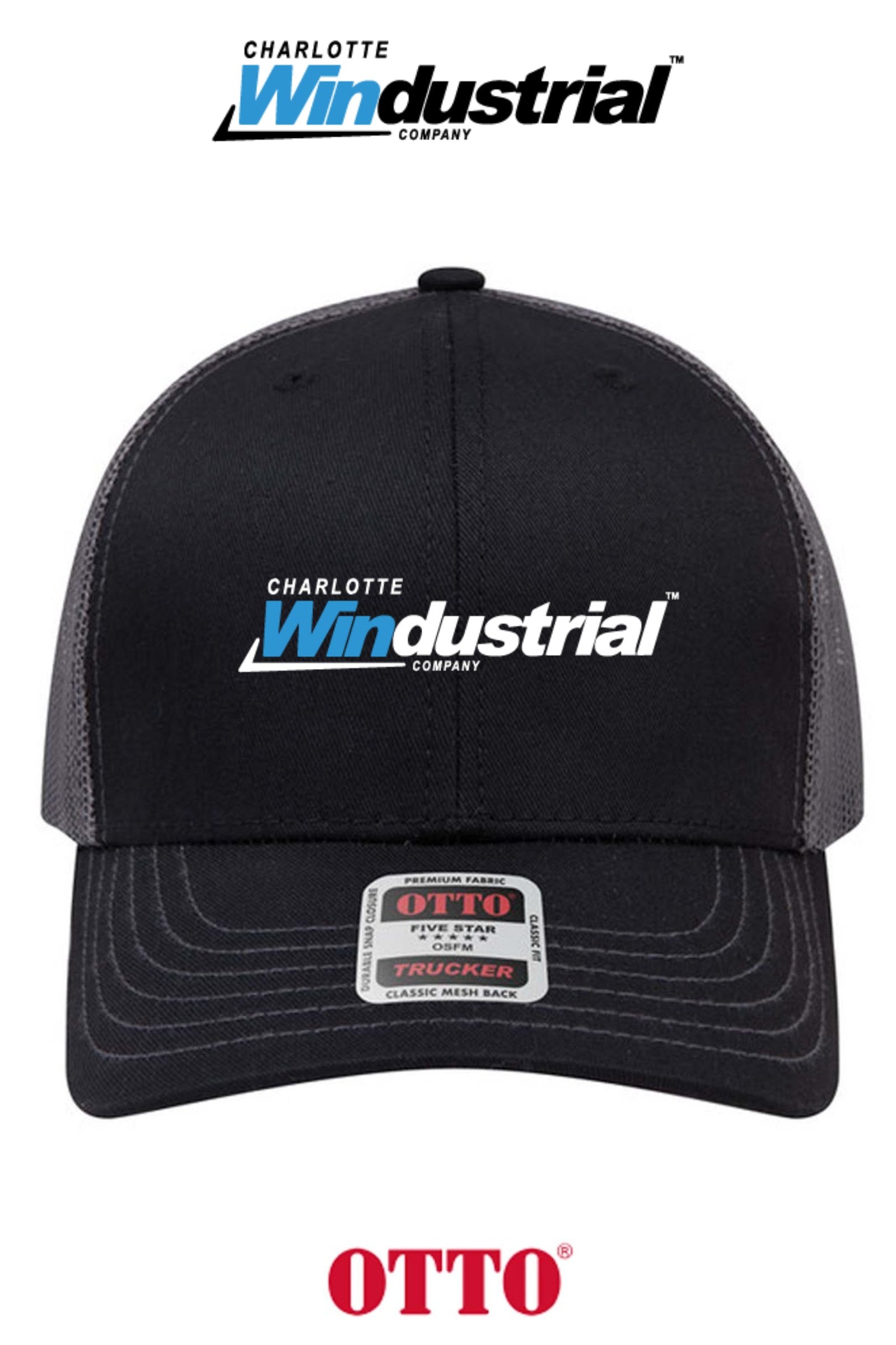 **BULK BUY SPECIAL** OTTO CAP® 6 Panel Mid Profile Mesh Back Trucker Hat - Charlotte Windustrial