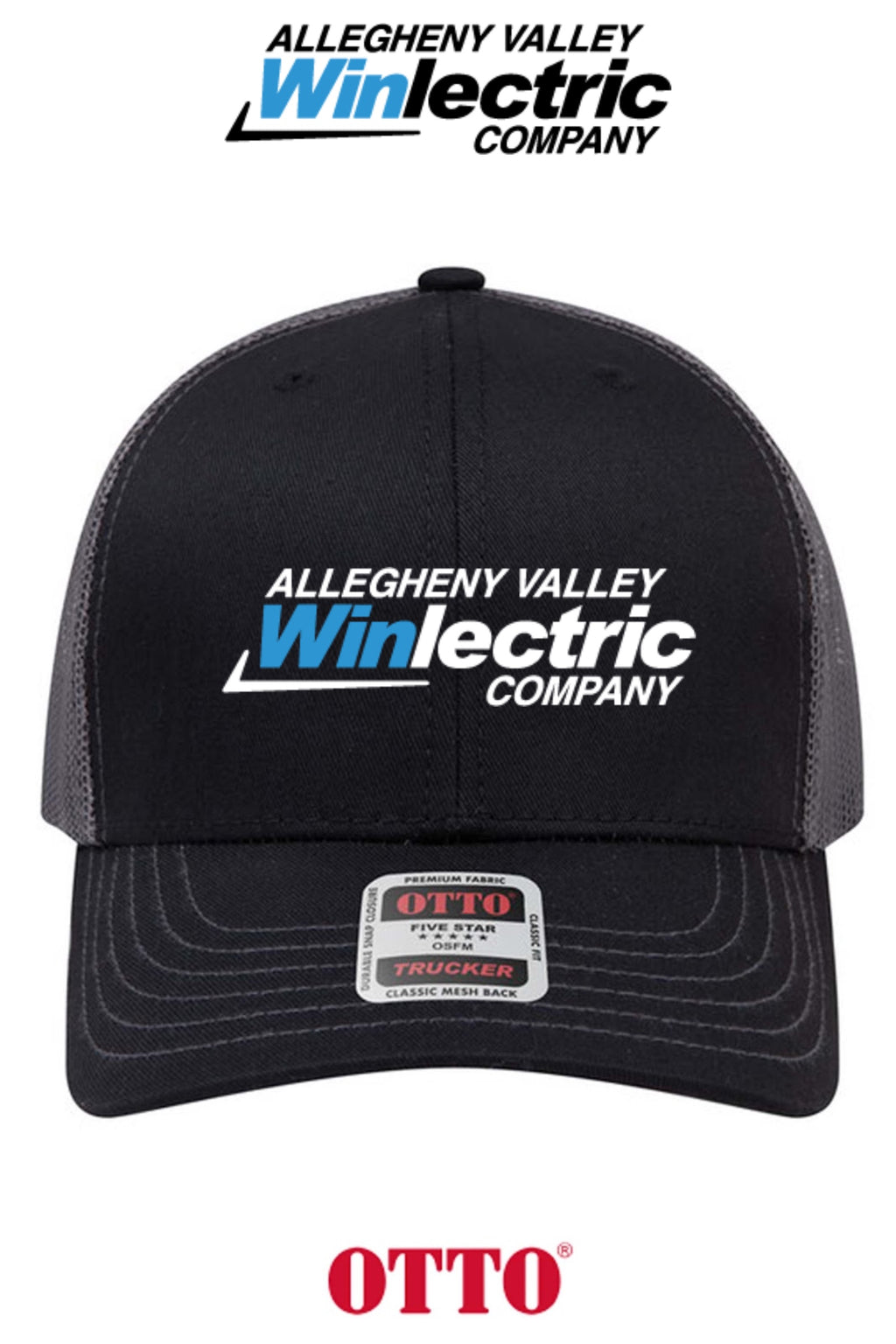 **BULK BUY SPECIAL** OTTO CAP® 6 Panel Mid Profile Mesh Back Trucker Hat - Allegheny Valley Winlectric