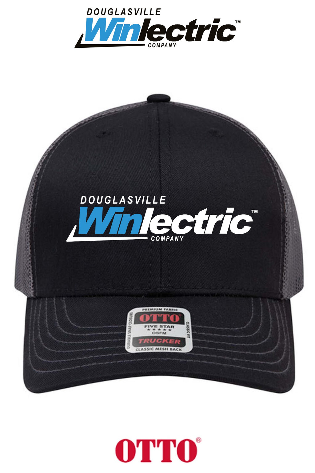**BULK BUY SPECIAL** OTTO CAP® 6 Panel Mid Profile Mesh Back Trucker Hat - Douglasville Winlectric