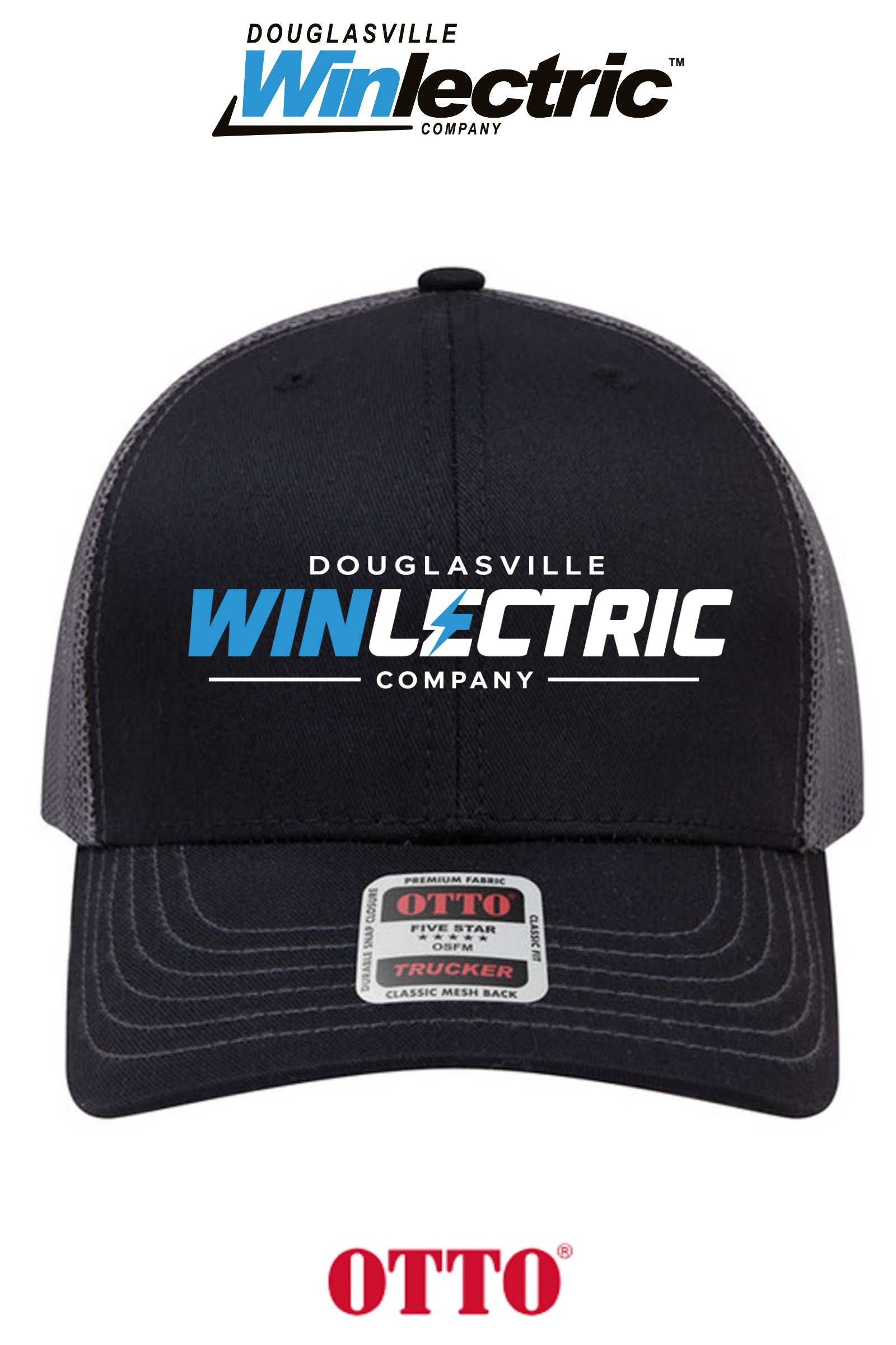 **BULK BUY SPECIAL** OTTO CAP® 6 Panel Mid Profile Mesh Back Trucker Hat - Douglasville Winlectric