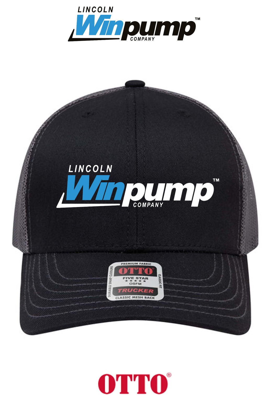 **BULK BUY SPECIAL** OTTO CAP® 6 Panel Mid Profile Mesh Back Trucker Hat - Lincoln Winpump