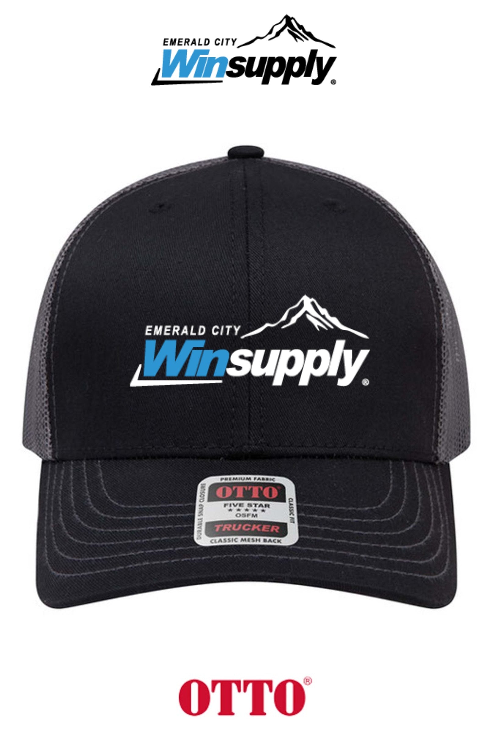 **BULK BUY SPECIAL** OTTO CAP® 6 Panel Mid Profile Mesh Back Trucker Hat - Winsupply Emerald City