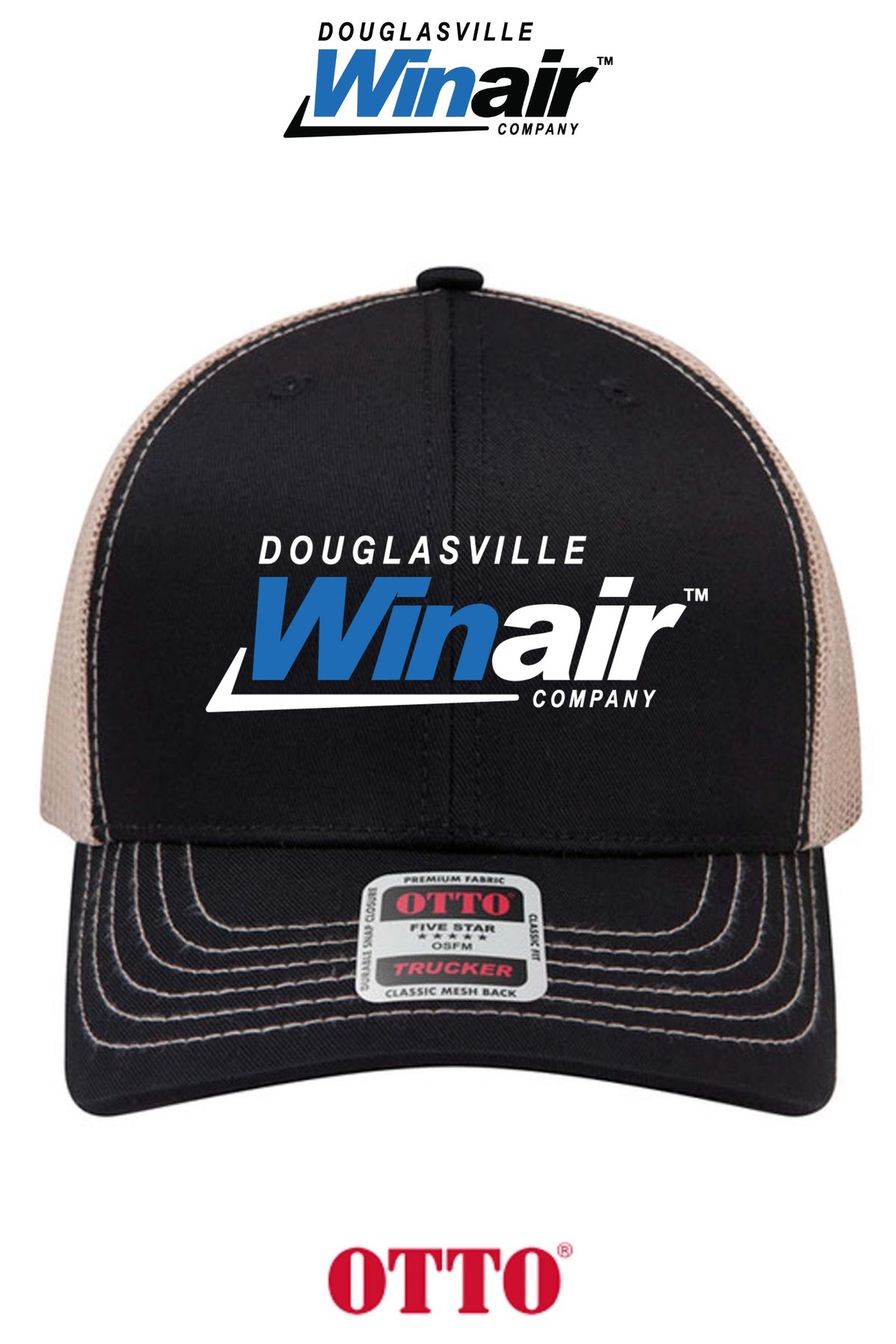 **BULK BUY SPECIAL** OTTO CAP® 6 Panel Mid Profile Mesh Back Trucker Hat - Douglasville Winair