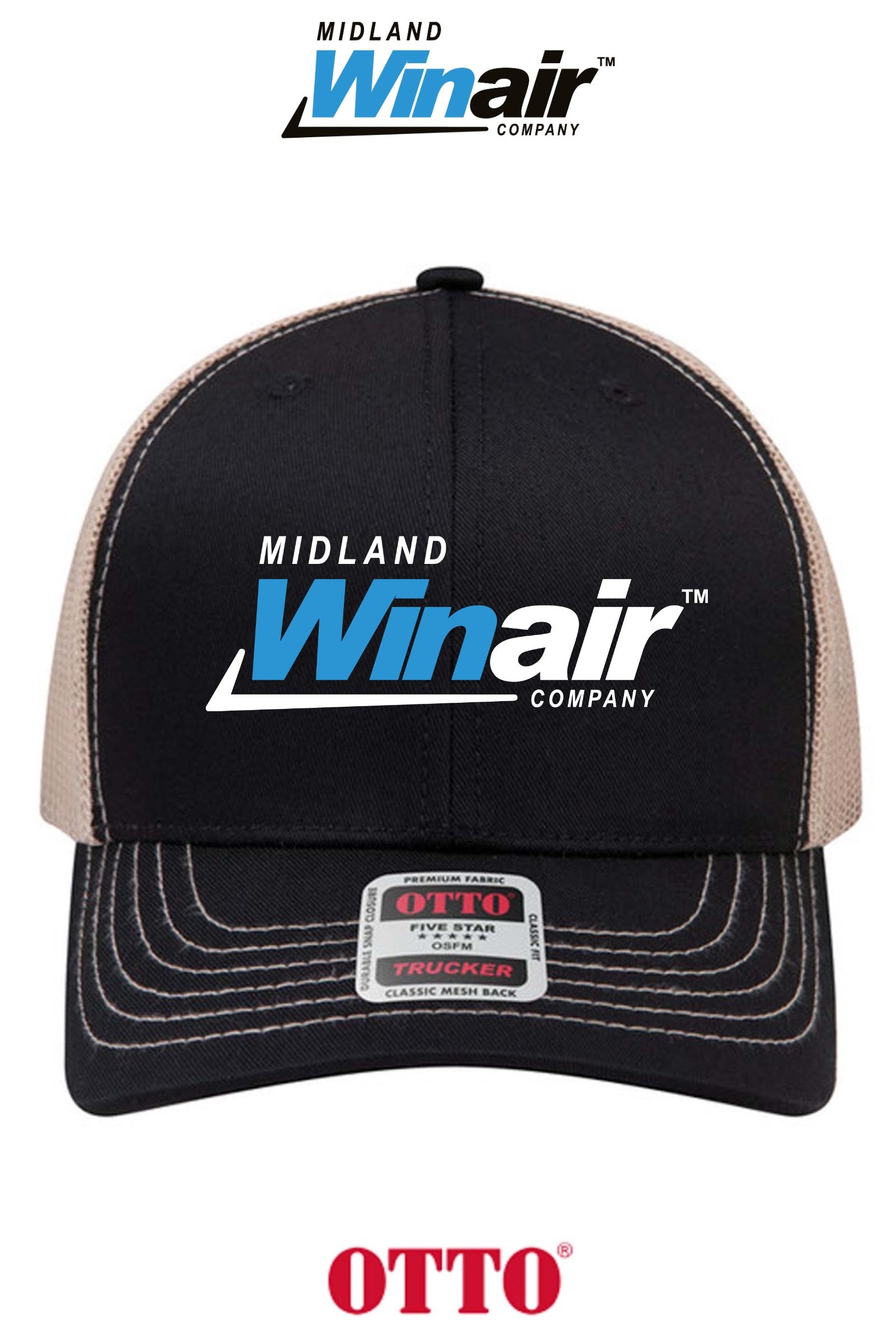 **BULK BUY SPECIAL** OTTO CAP® 6 Panel Mid Profile Mesh Back Trucker Hat - Midland Winair