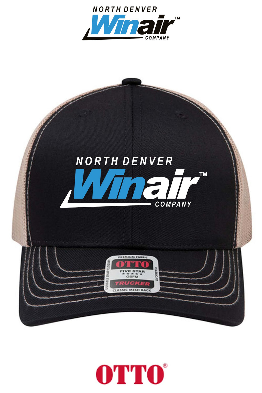 **BULK BUY SPECIAL** OTTO CAP® 6 Panel Mid Profile Mesh Back Trucker Hat - North Denver Winair