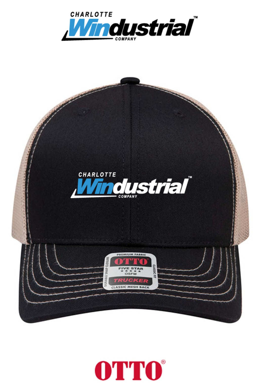 **BULK BUY SPECIAL** OTTO CAP® 6 Panel Mid Profile Mesh Back Trucker Hat - Charlotte Windustrial