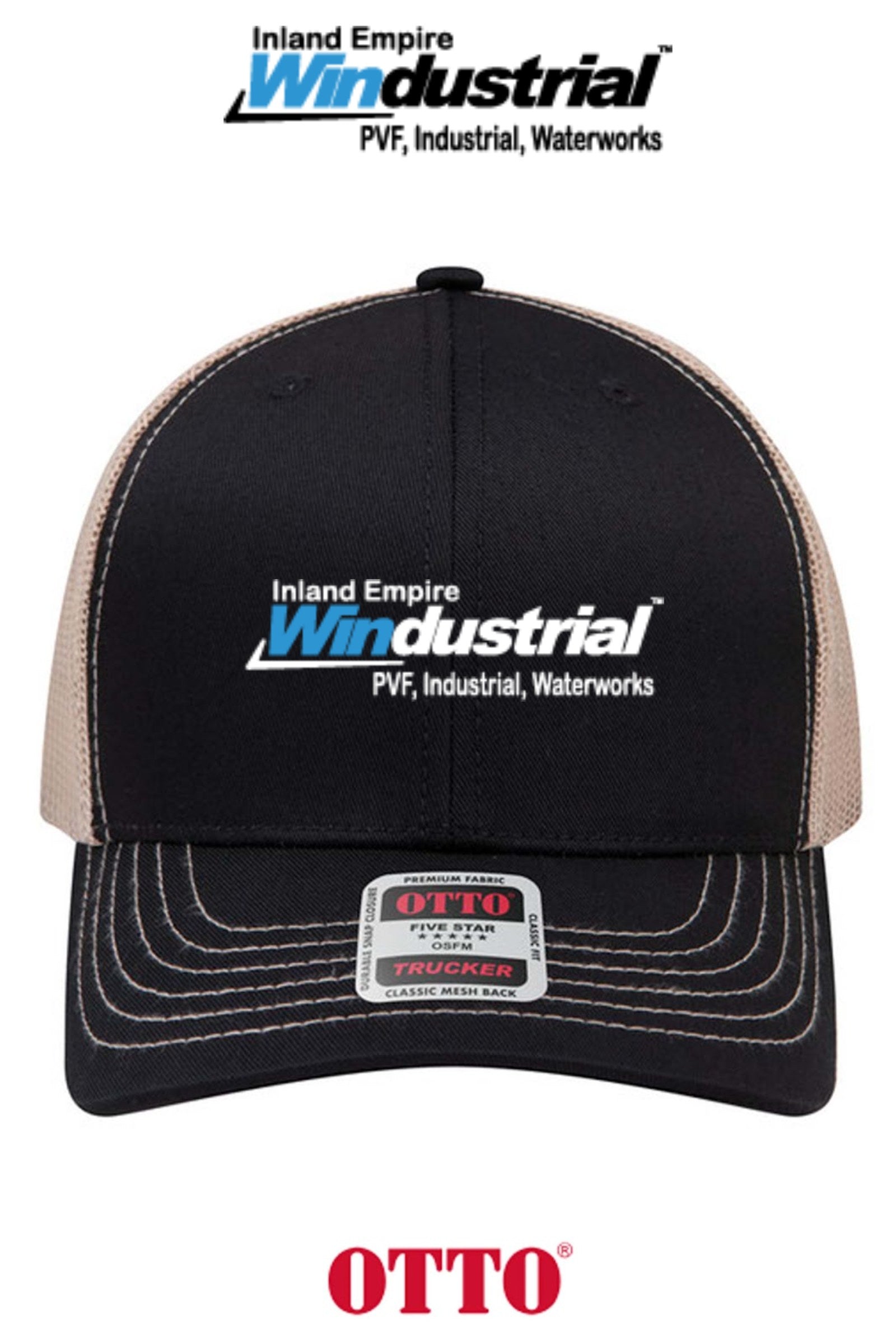 **BULK BUY SPECIAL** OTTO CAP® 6 Panel Mid Profile Mesh Back Trucker Hat - Inland Empire Windustrial