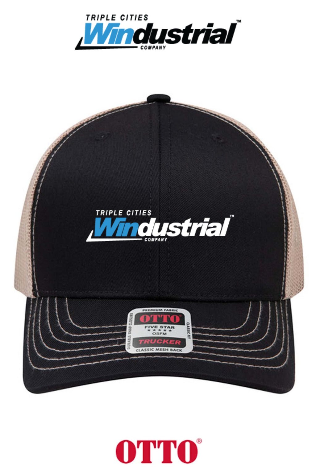 **BULK BUY SPECIAL** OTTO CAP® 6 Panel Mid Profile Mesh Back Trucker Hat - Windustrial Triple Cities