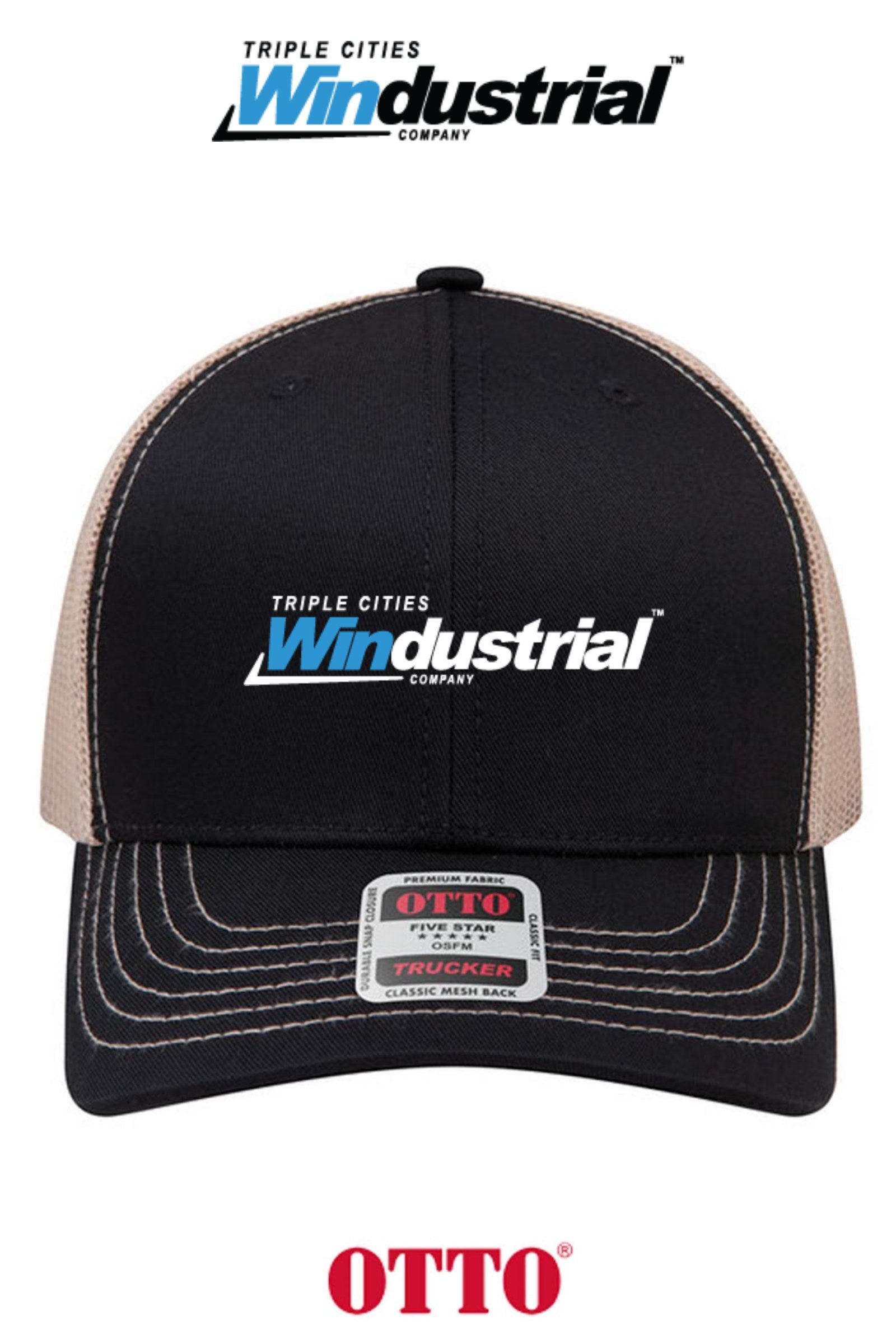 **BULK BUY SPECIAL** OTTO CAP® 6 Panel Mid Profile Mesh Back Trucker Hat - Windustrial Triple Cities