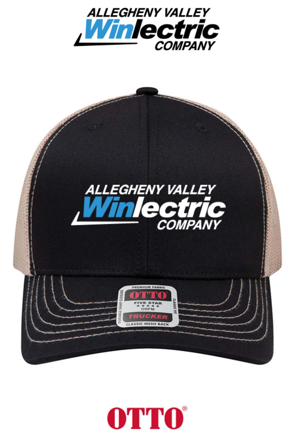 **BULK BUY SPECIAL** OTTO CAP® 6 Panel Mid Profile Mesh Back Trucker Hat - Allegheny Valley Winlectric