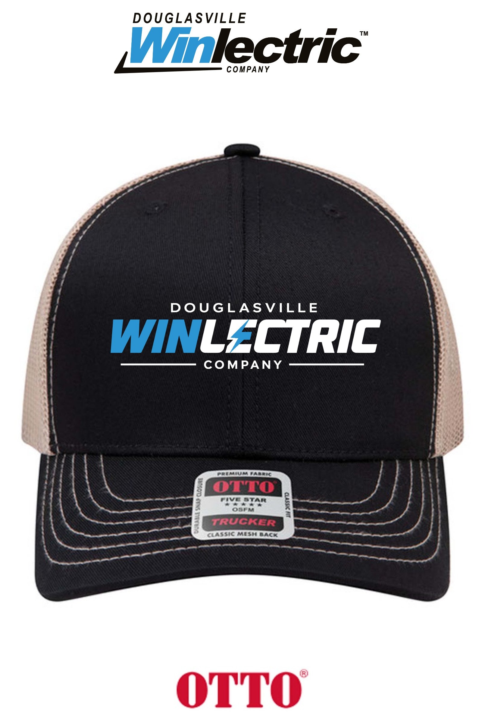 **BULK BUY SPECIAL** OTTO CAP® 6 Panel Mid Profile Mesh Back Trucker Hat - Douglasville Winlectric